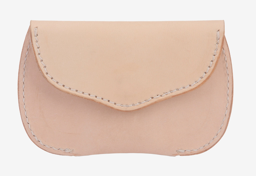 Button Coin Leather Wallet - Beige